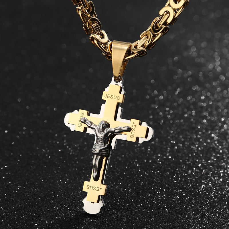 crucifixo banhado a ouro jesus bizantino