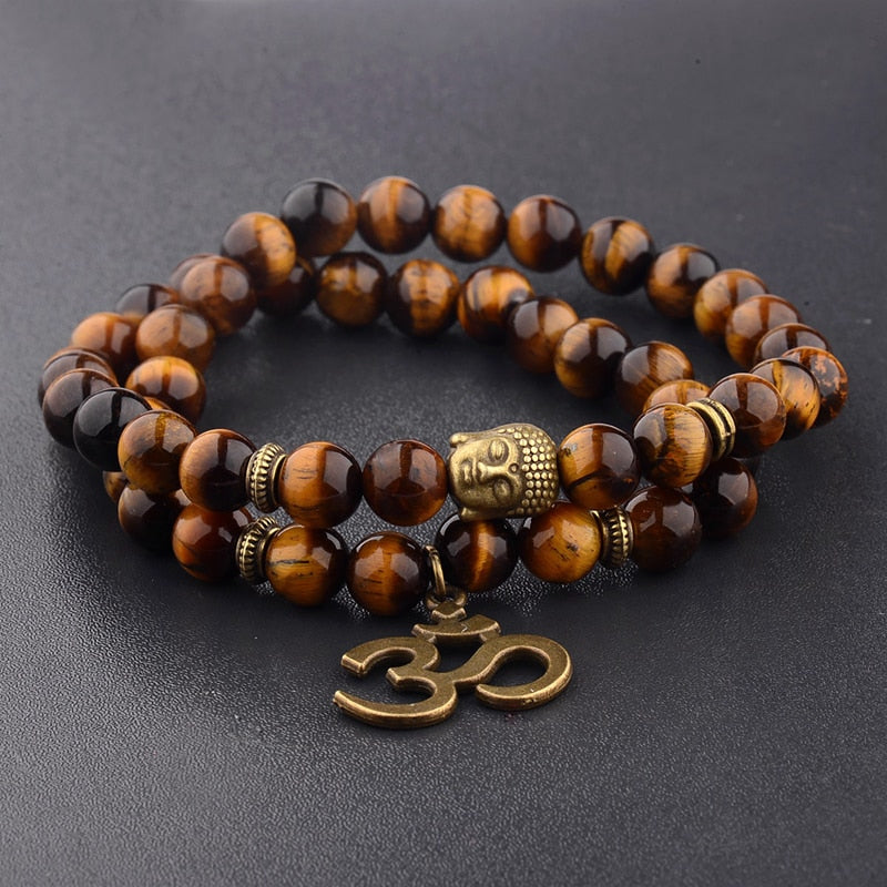 pulseira com buddha e simbolo om de pedras naturais significado