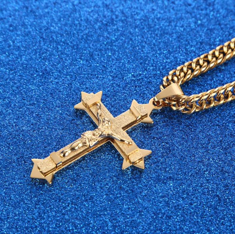crucifixo poderoso banhado a ouro jesus