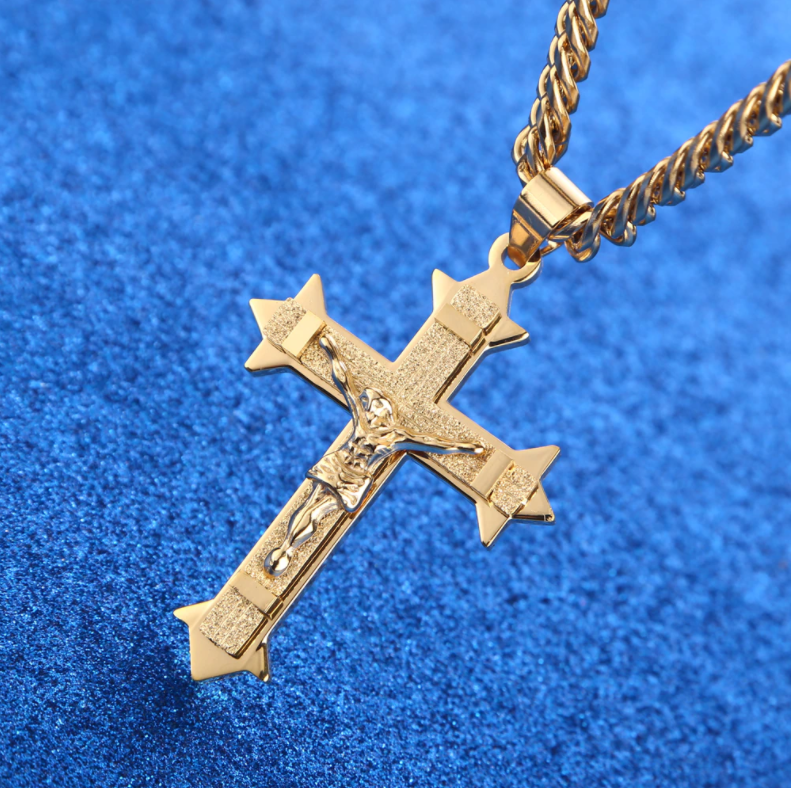 crucifixo poderoso banhado a ouro