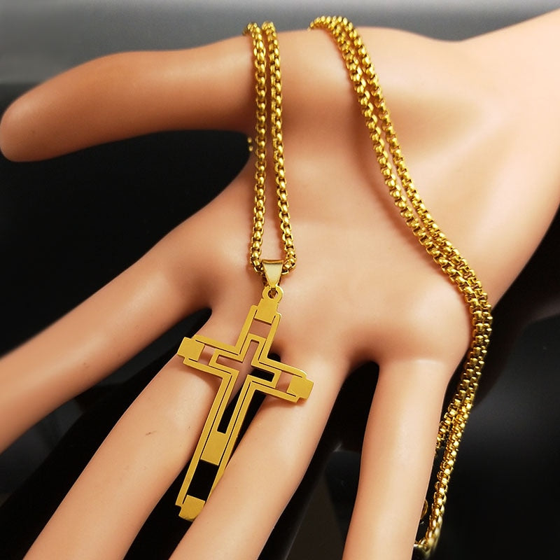 corrente com crucifico banhado a ouro